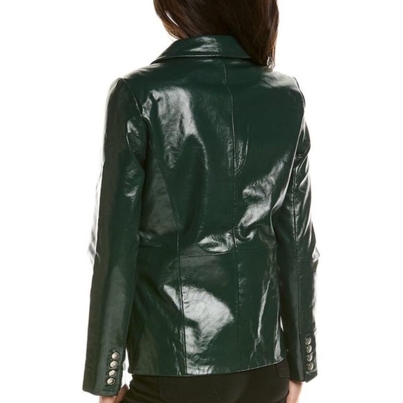 Walter Baker Marley Leather Blazer Forest Green - Picture 2 of 11